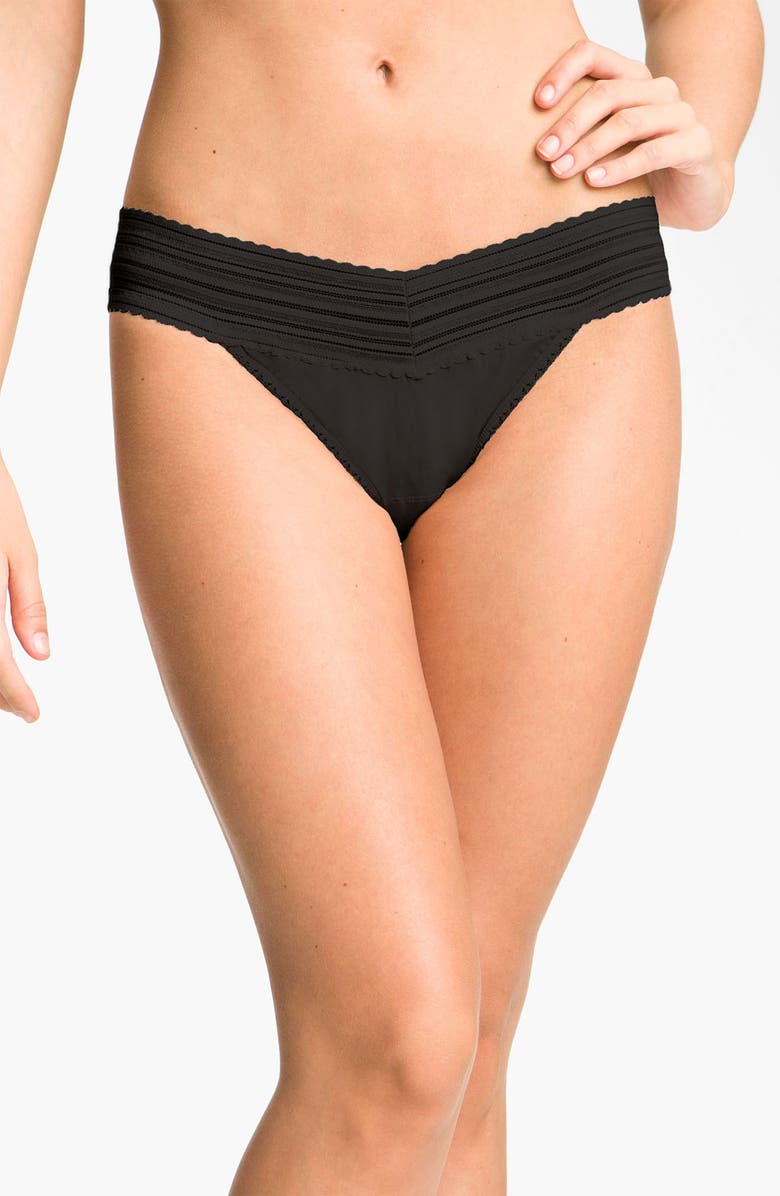 Hanky Panky 'T-Party' Regular Rise Thong, Main, color, Black