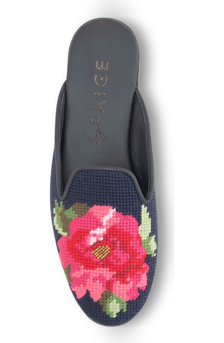ByPaige Floral Needlepoint Mule, Alternate, color, Navy