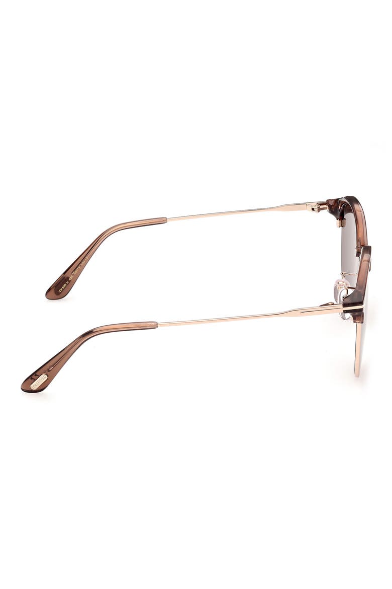 55mm Gradient Round Sunglasses, Alternate, color, SHINY LIGHT BROWN / BROWN
