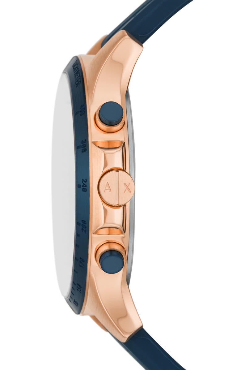 AX Armani Exchange Chronograph Leather Strap Watch, 44mm, Alternate, color, Rose Gold
