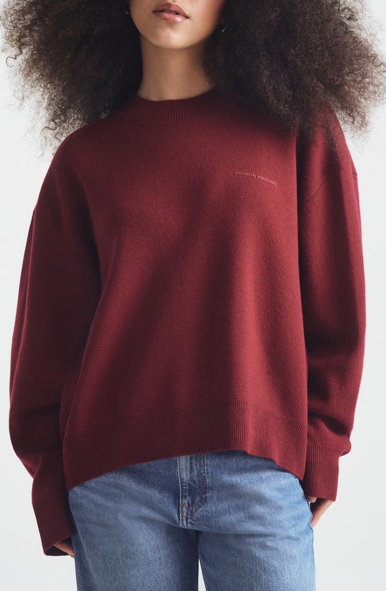 Brooklyn Industries Logo Crewneck Sweater, Main, color, Windsor Wine