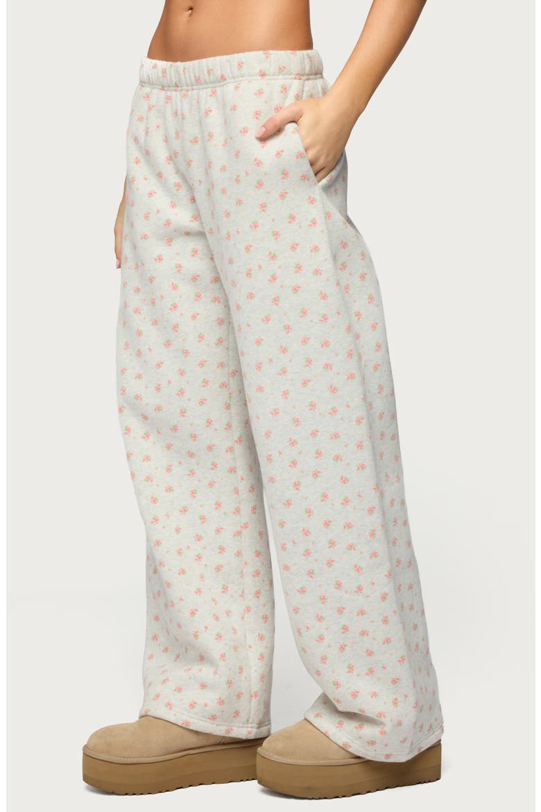 Flower Power Wide Leg Sweatpants, Alternate, color, LIGHT-GRAY-MELANGE