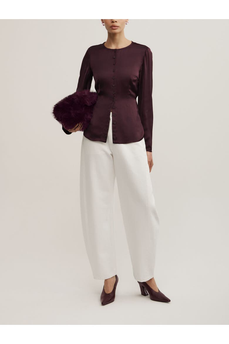Button Through Top, Alternate, color, Plum