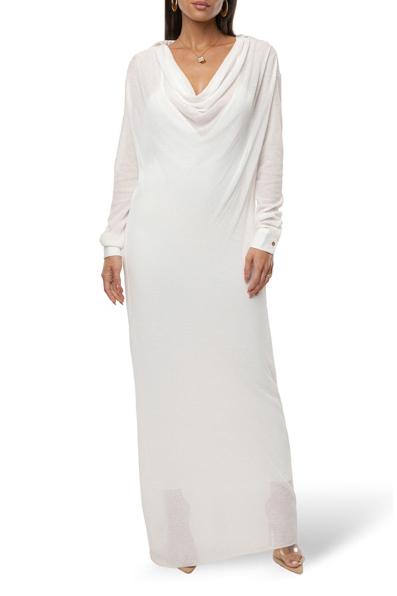 Savanna Cowl Neck Long Sleeve Maxi Dress, Alternate, color, IVORY