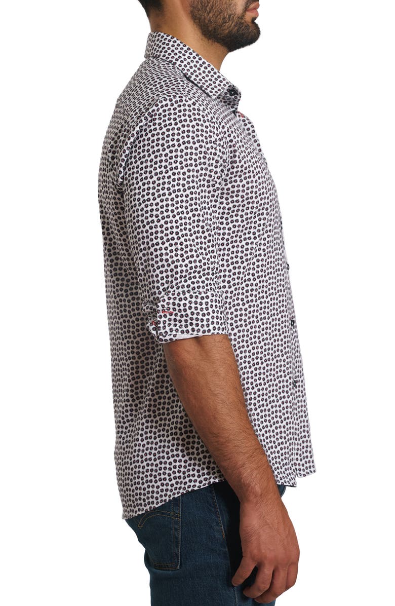 Jared Lang Trim Fit Dot Print Button-Up Shirt, Alternate, color, White Polka Dot