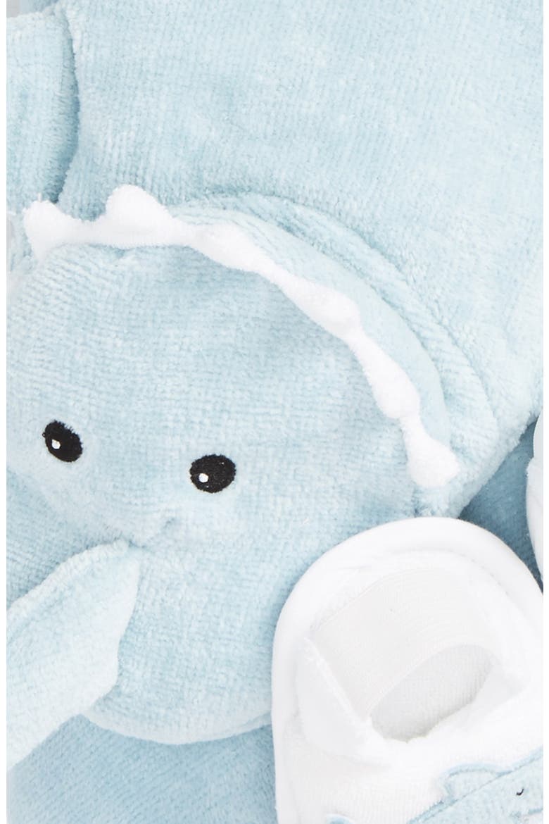 Let the Fin Begin Hooded Terry Robe, Bath Mitt & Slippers Set, Alternate, color, LIGHT BLUE