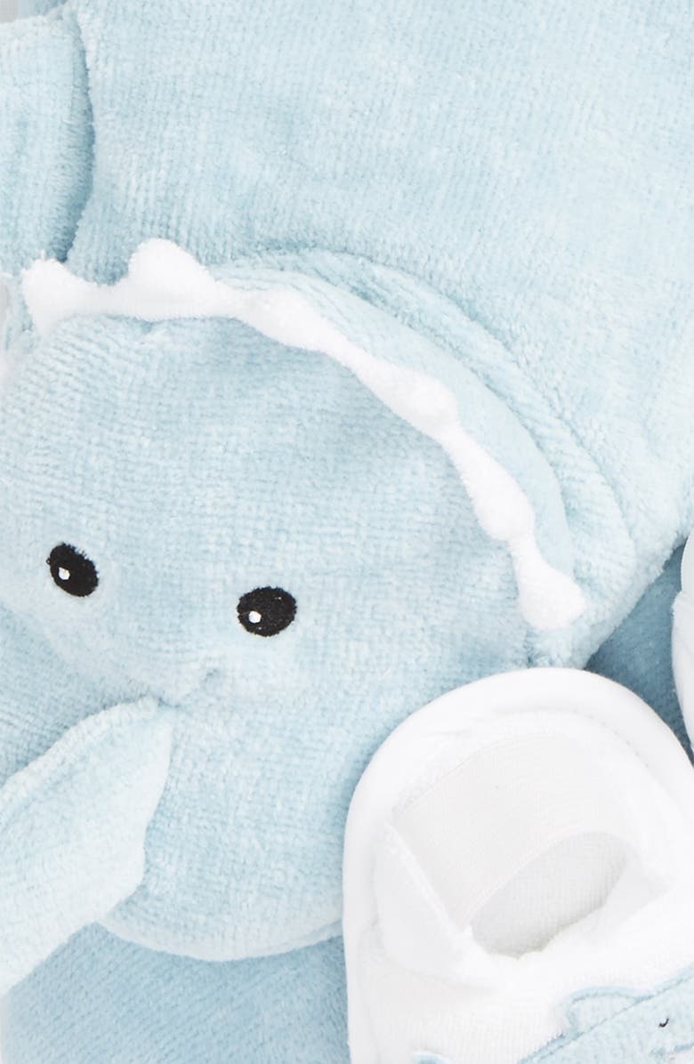 Baby Aspen Let the Fin Begin Hooded Terry Robe, Bath Mitt & Slippers Set, Alternate, color,