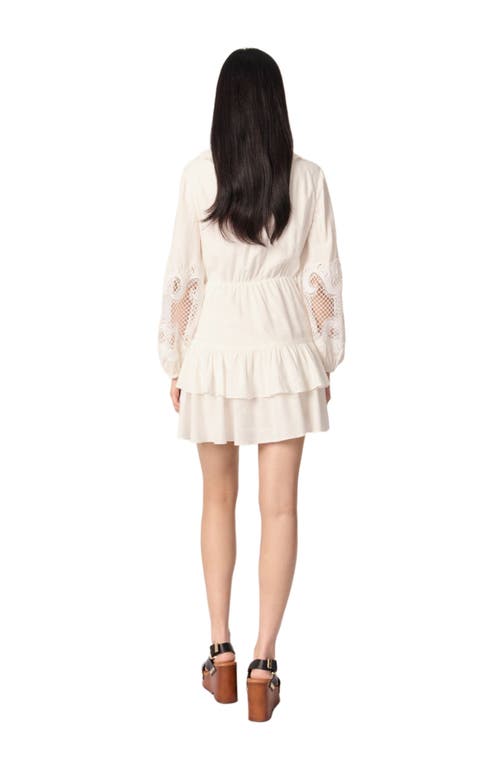 Maje Roilela Embroidered Ruffle Mini Dress In Ecru