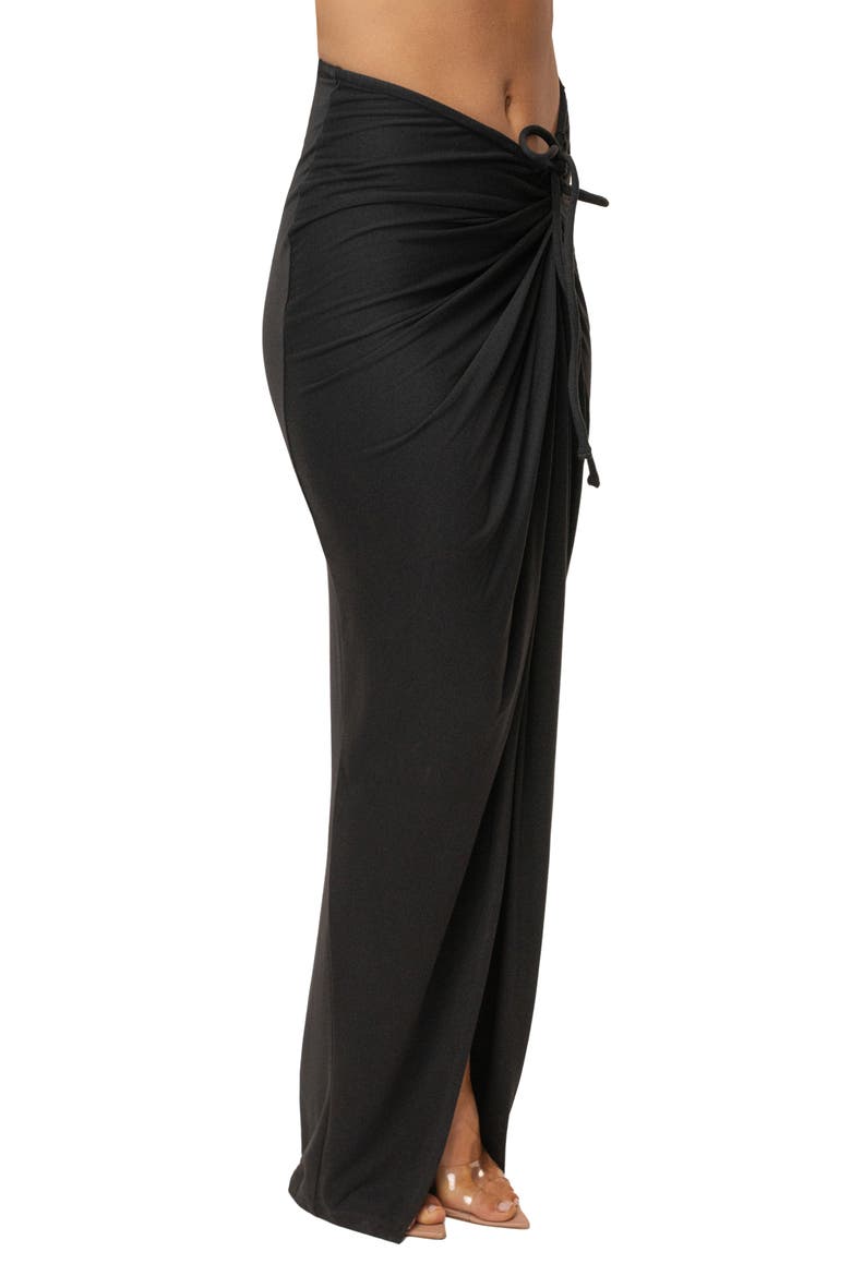 Island Drape Maxi Skirt, Alternate, color, Black