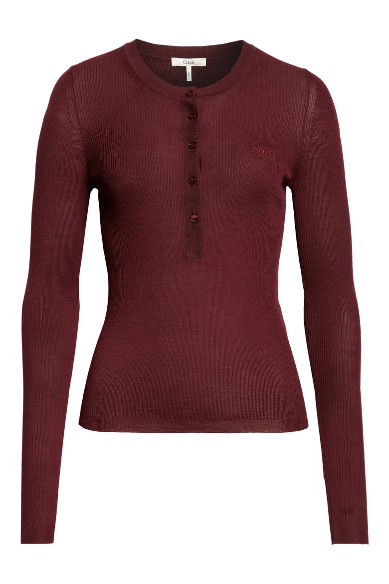 Long Sleeve Wool Rib Henley, Alternate, color, BURGUNDY