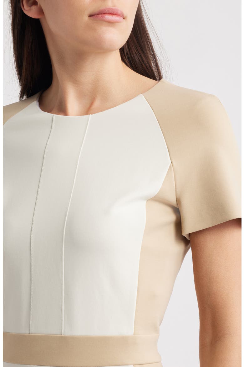 Darsa Colorblock Midi Sheath Dress, Alternate, color, SOFT CREAM BEIGE COMBO