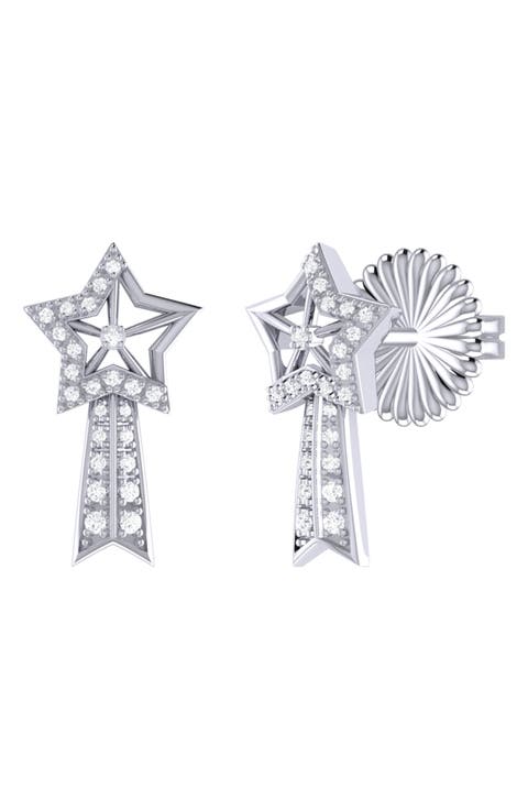 Diamond Shooting Star Comet Earrings