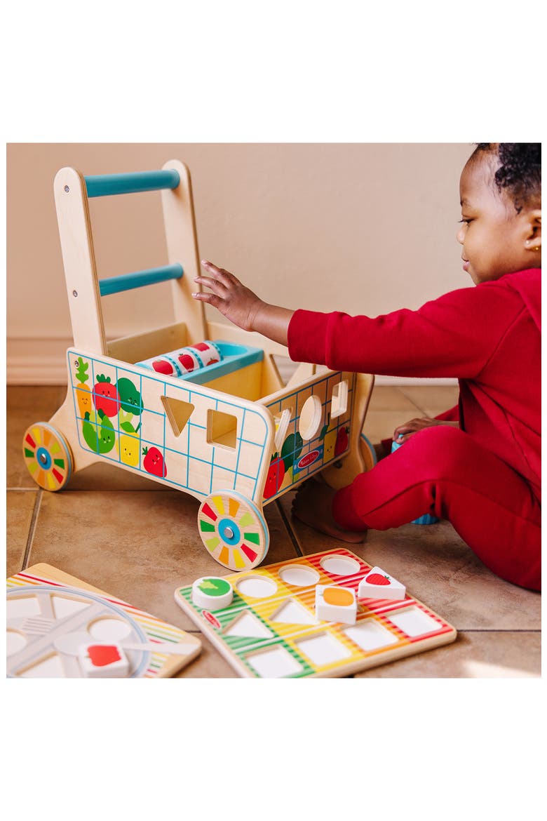 Wooden Shape Sorting Grocery Cart Toy, Alternate, color, MULTI