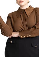 ELOQUII Pointed Collar Button Up Shirt