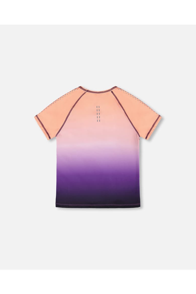 Athletic Short Sleeve Top Gradient in Recycled Polyester, Alternate, color, Pink To Black Gradient