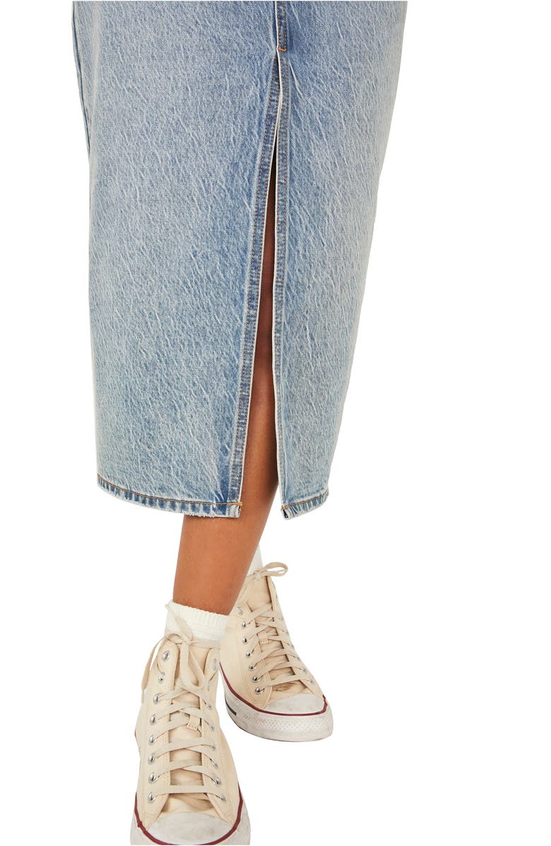Free People Calabasis Denim Midi Skirt, Alternate, color, Medium Blue