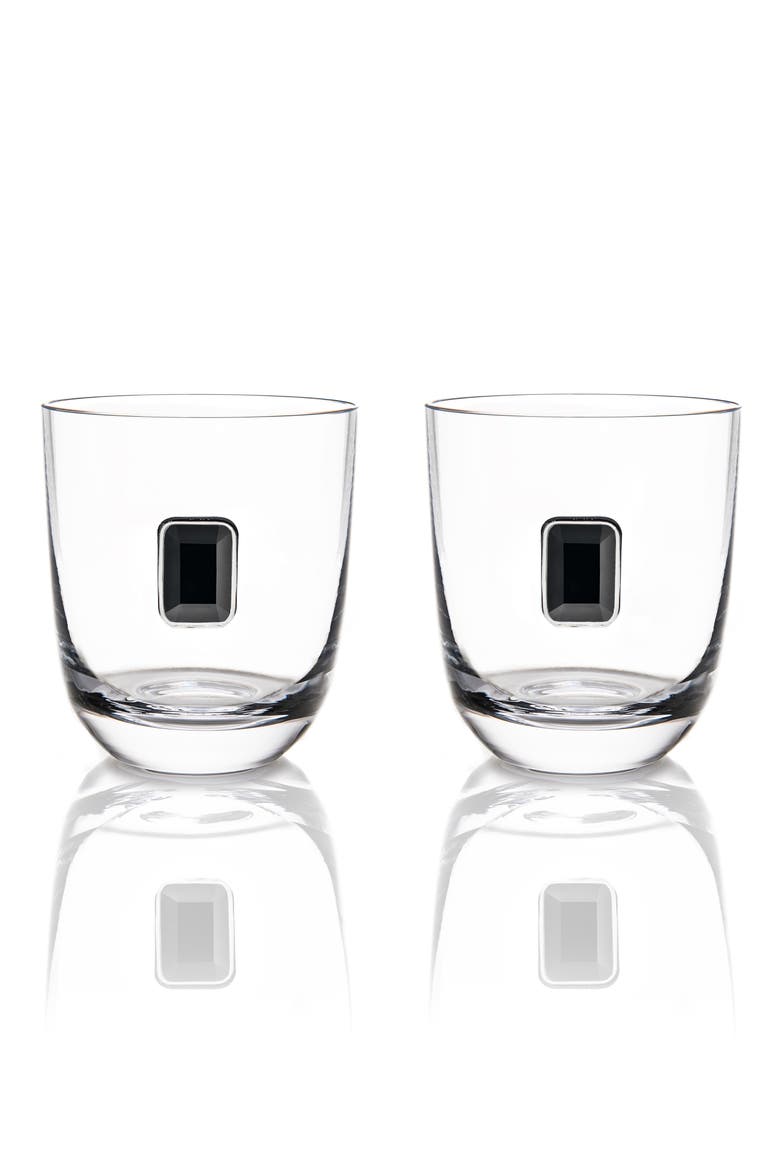 Elevo Set of 2 Double Old Fashioned Glasses, Main, color, BLACK