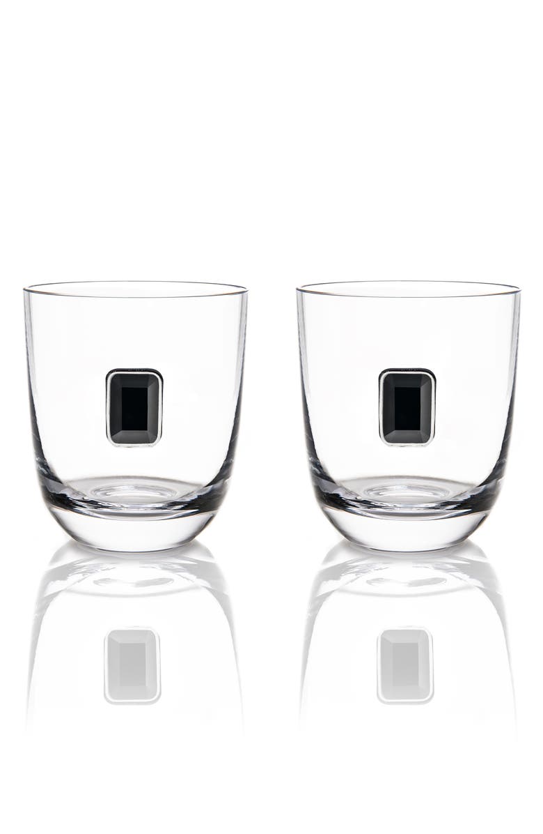 ANNA New York Elevo Set of 2 Double Old Fashioned Glasses, Main, color, Black