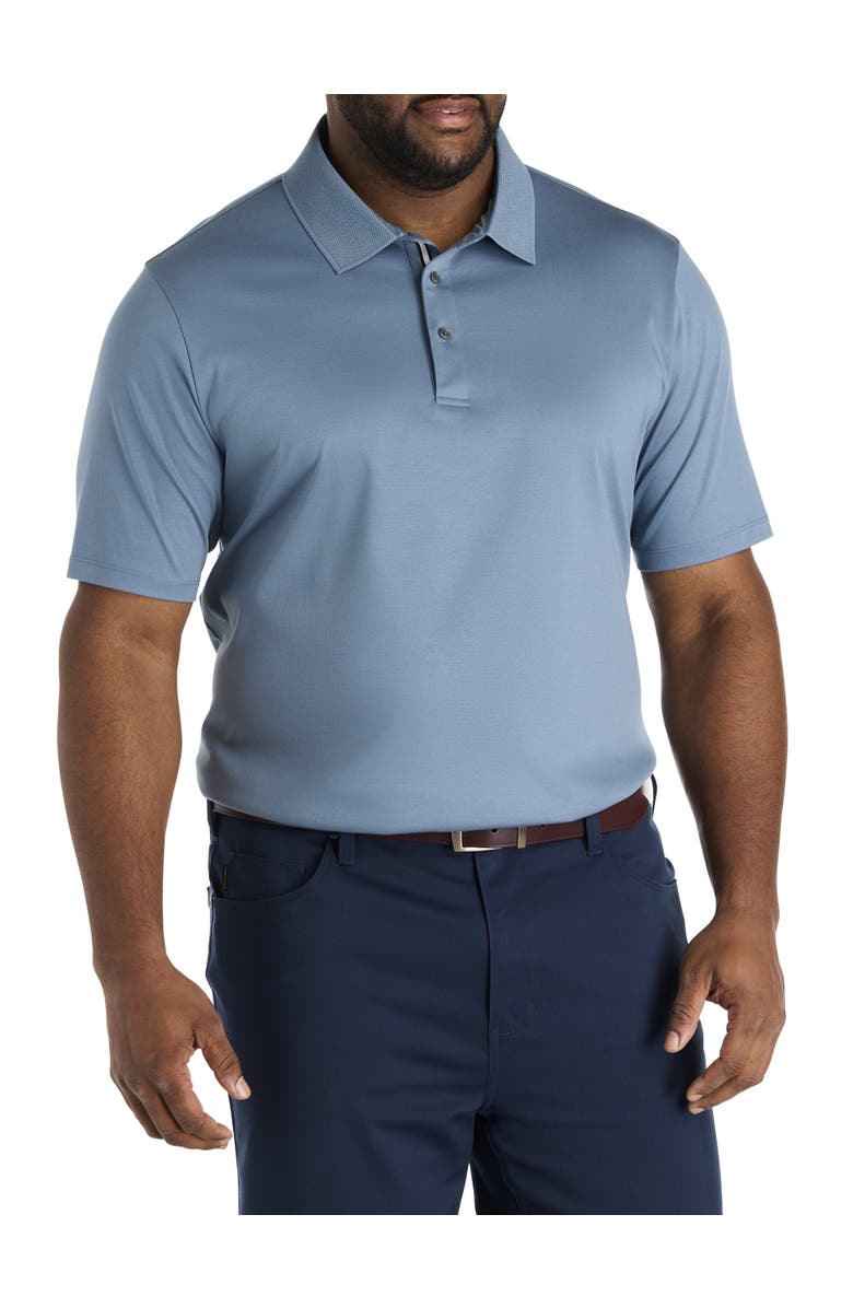 Perry Ellis Big & Tall Interlock-Textured Polo Shirt, Main, color, Blue Mirage