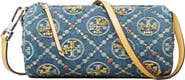 Tory Burch T Monogram Embellished Denim Cylinder Shoulder Bag