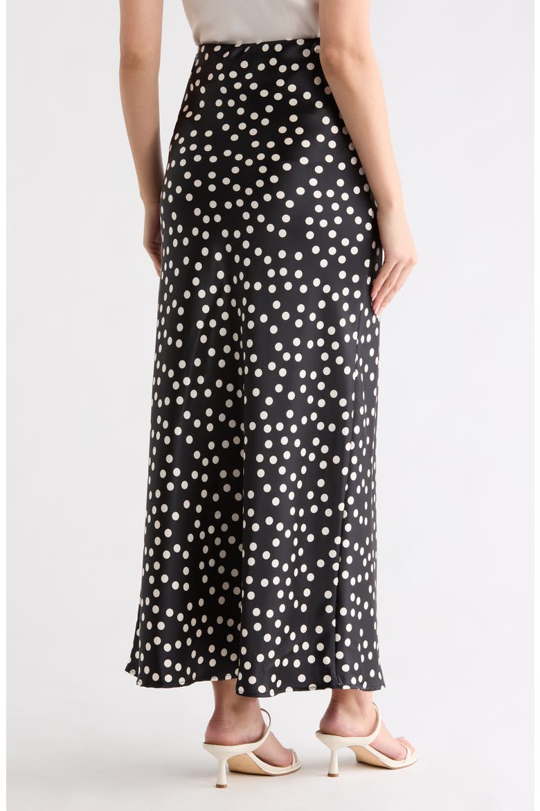 Polka Dot Print Maxi Skirt, Alternate, color, BLACK