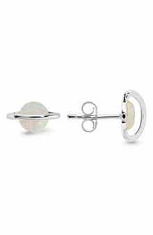 Opal Saturn Celestial Stud Earrings
