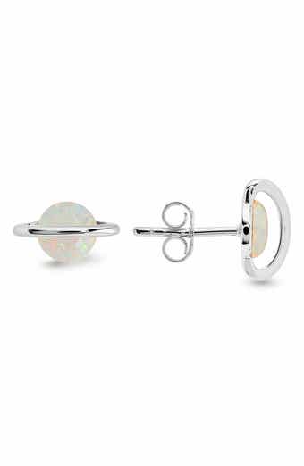 Opal Saturn Celestial Stud Earrings