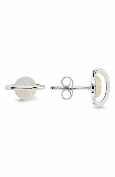Opal Saturn Celestial Stud Earrings