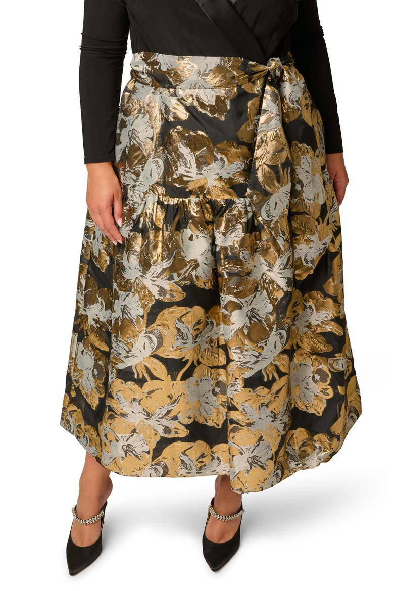 Jacquard Shawl Collar Dress, Alternate, color, BLACK/ GOLD