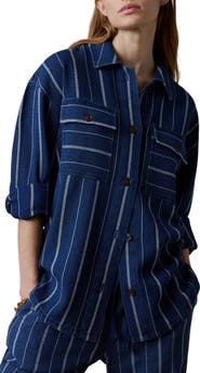 Faherty Island Tide Stripe Organic Cotton Shirt Jacket
