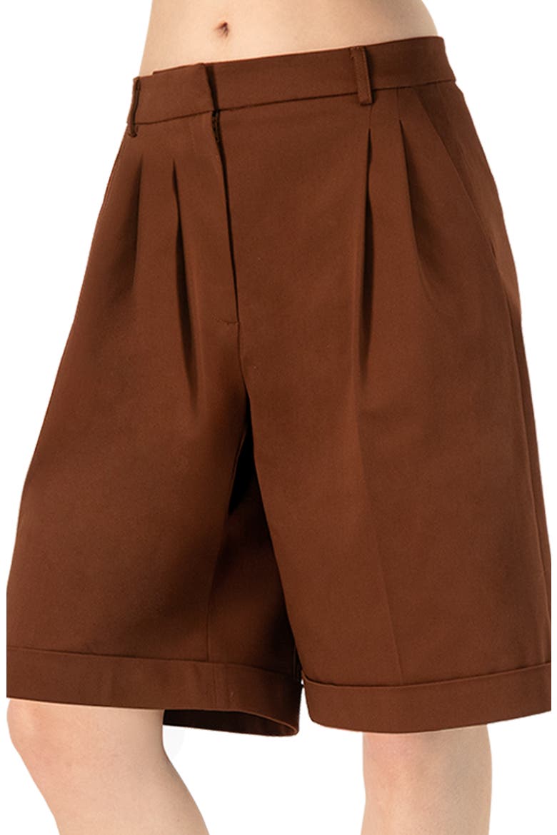 Tailored Bermuda Shorts with Pockets, Alternate, color, Brown