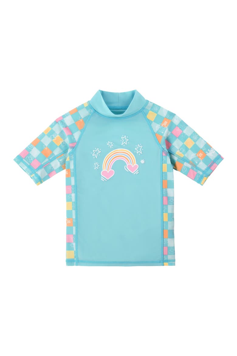 Short Sleeve Sunny Swim Shirt, Main, color, Treasure Checkers