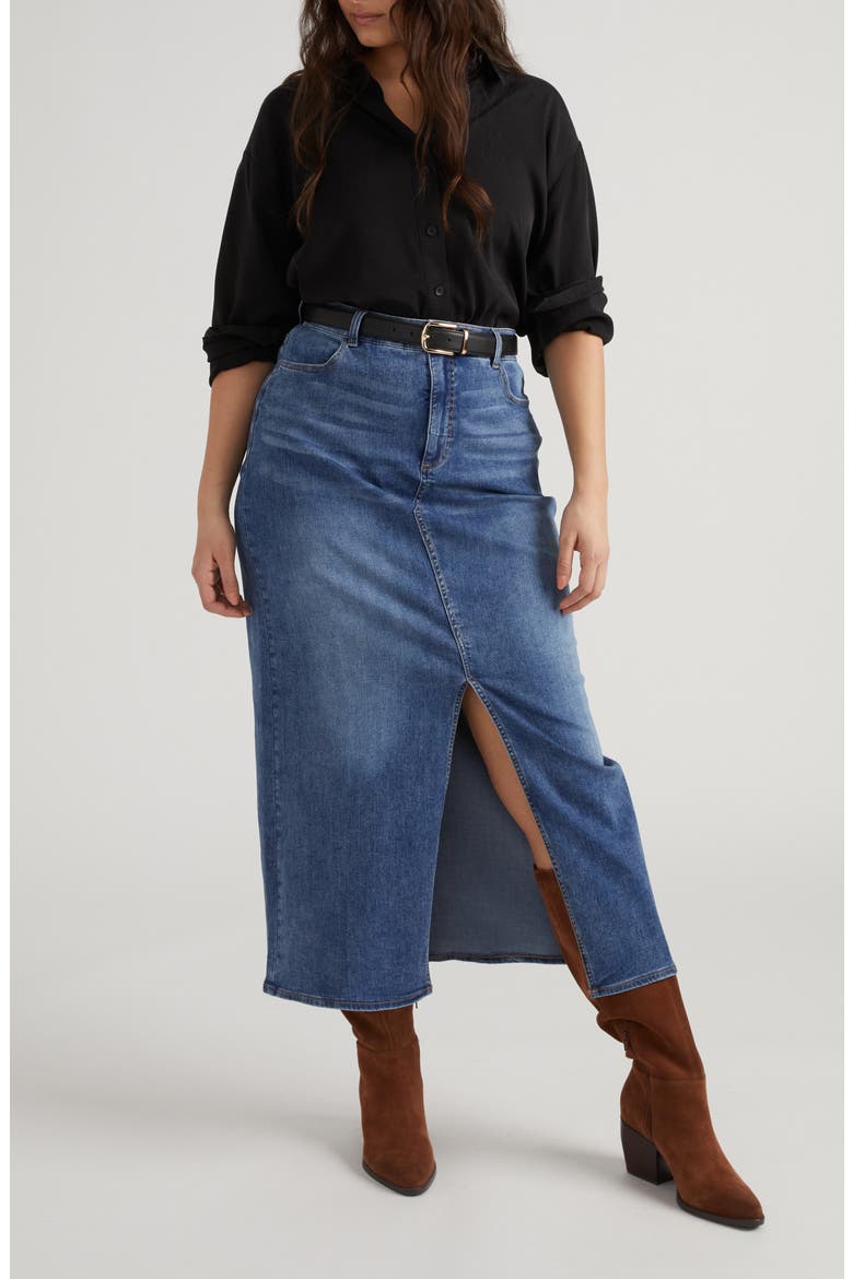 Denim Maxi Skirt, Alternate, color, WESTERN BLUE