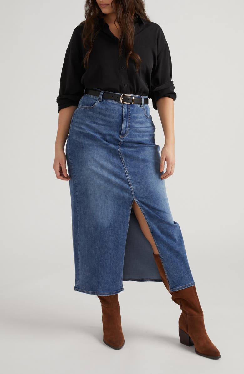 Universal Standard Denim Maxi Skirt, Alternate, color, Western Blue
