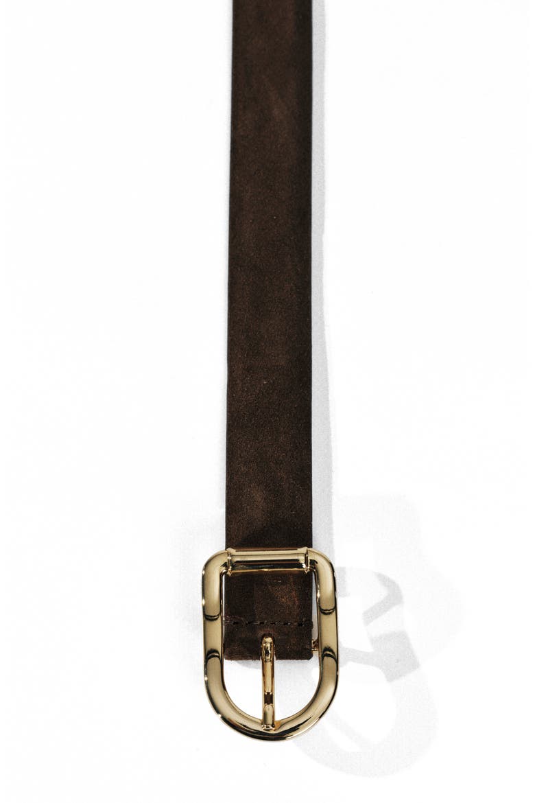 Mija Suede Belt, Alternate, color, CHOCOLATE/ GOLD