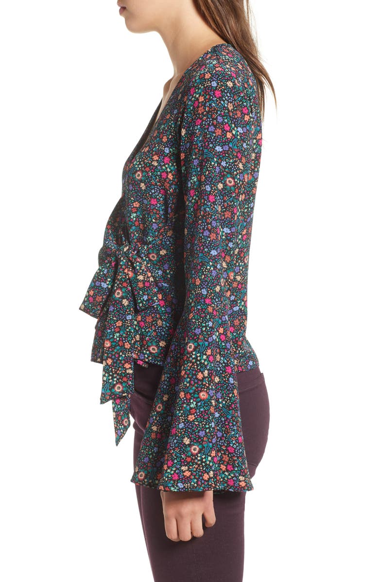 Chloe & Katie Bell Sleeve Wrap Top, Alternate, color,