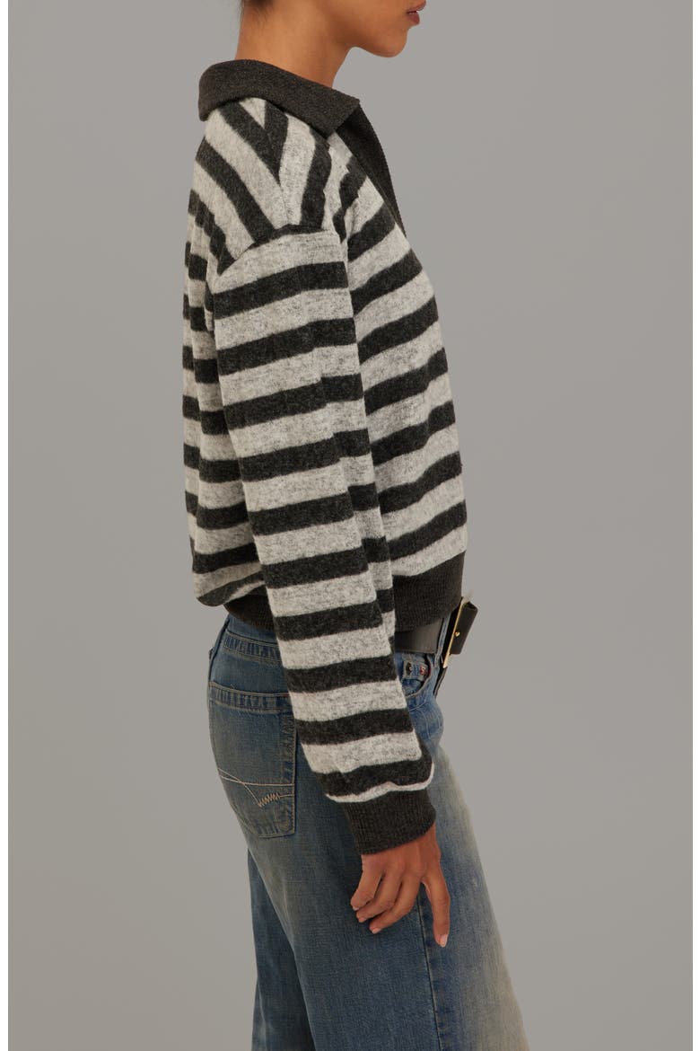 Newport Johnny Collar Stripe Pullover, Alternate, color, CHARCLT HGREY