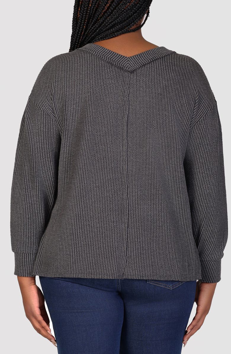 24seven Comfort Apparel Textured Stripe Knit Top, Alternate, color,