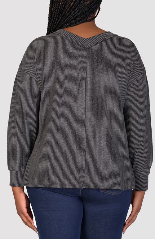Shop 24seven Comfort Apparel Textured Stripe Knit Top In Black