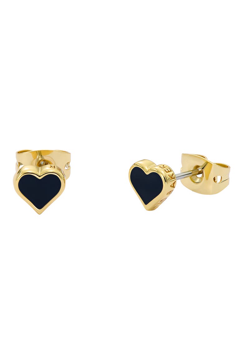 Hailey Enamel Heart Stud Earrings, Main, color, GOLD TONE BLACK