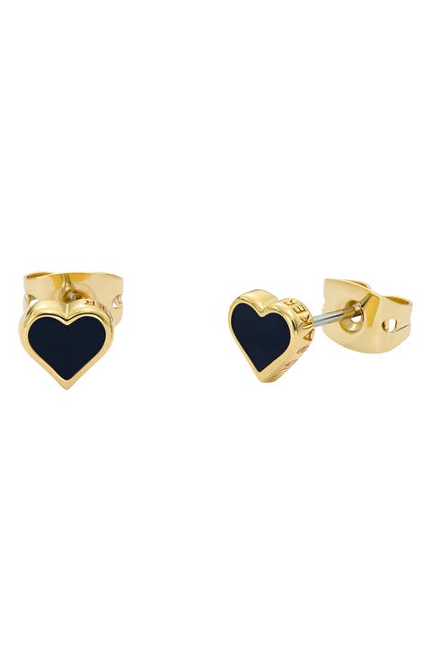 Hailey Enamel Heart Stud Earrings