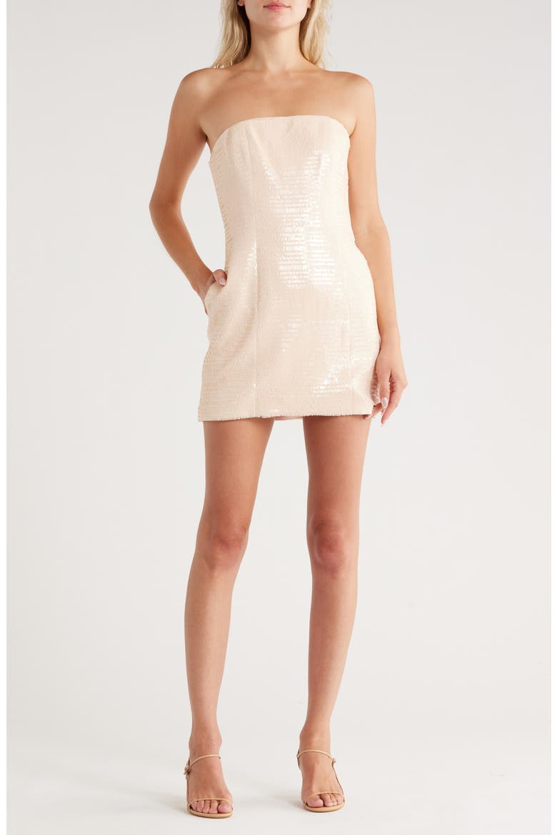 Elsie Strapless Sequin Minidress, Main, color, BLUSH