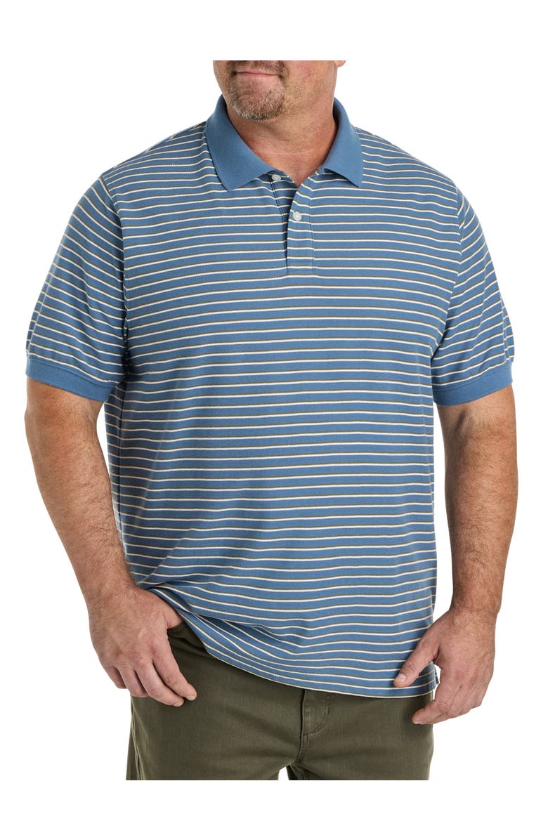 Harbor Bay by DXL Big & Tall Bi-Color Striped Polo Shirt, Main, color, Blue