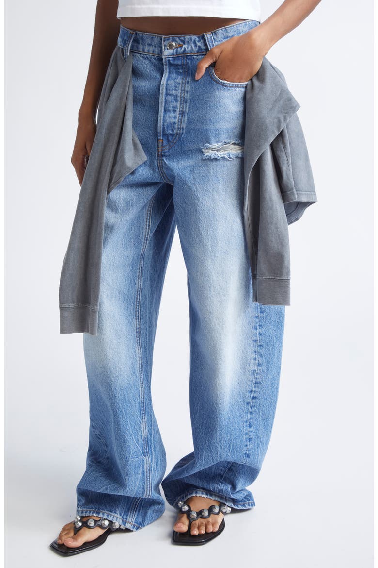 Pre-styled Balloon Leg Jeans, Alternate, color, VINTAGE MARBLED BLUE