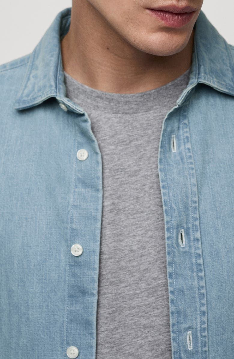 MANGO Denim Button-Up Shirt, Alternate, color, Light Blue