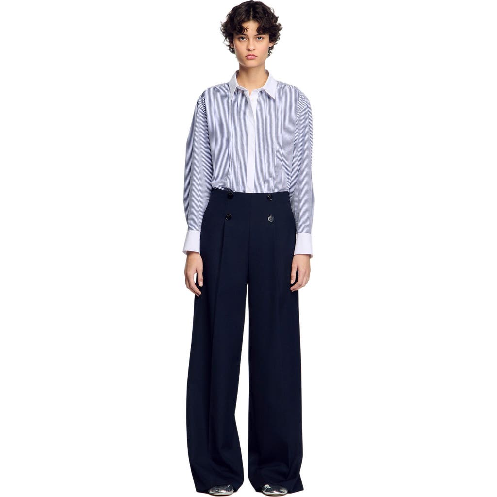 Sandro Suit Trousers In Navy Blue