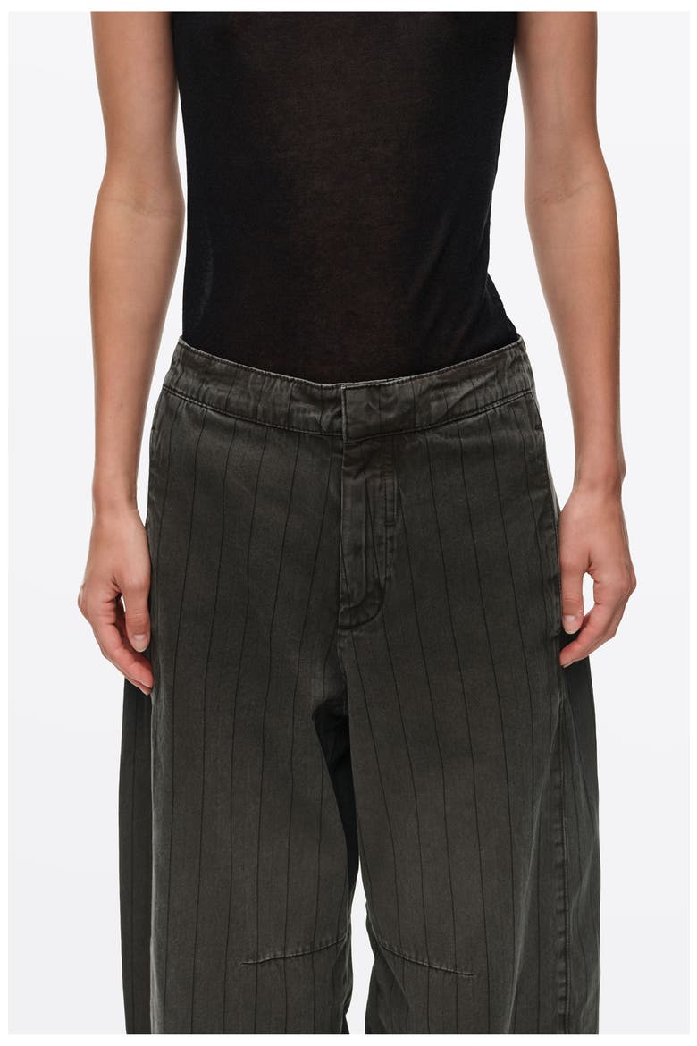 Barrel Cut Striped Denim Trousers, Alternate, color, WASHED BROWN