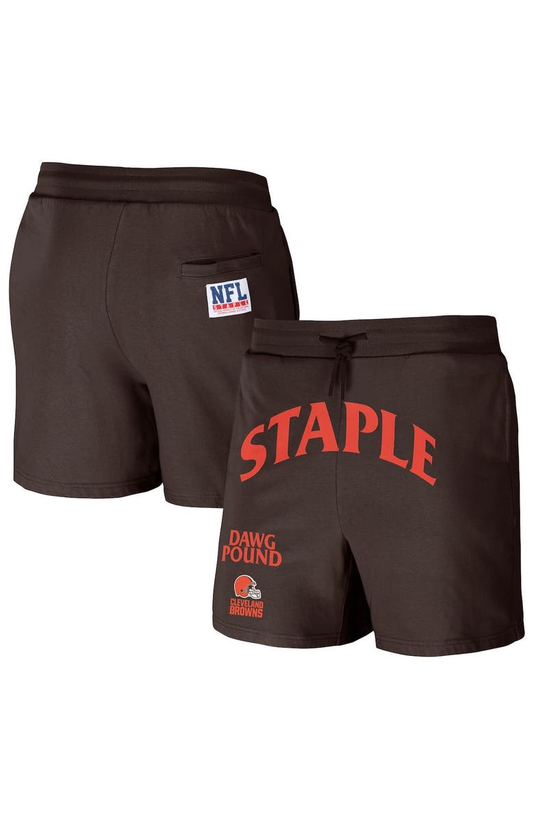 STAPLE Men's NFL x Staple Brown Cleveland Browns Throwback Vintage Wash Fleece Shorts, Main, color, Brown