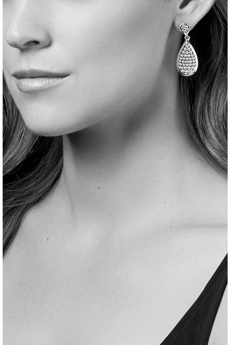Bold Caviar Medium Flat Drop Earrings, Alternate, color, SILVER