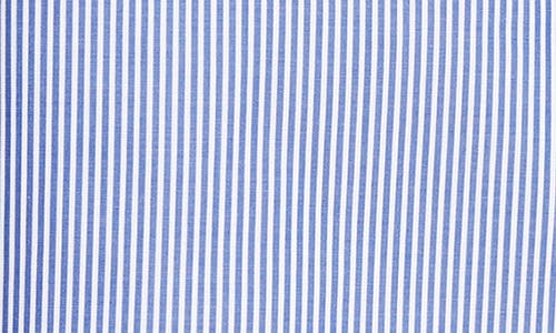 Sporty And Rich Sporty & Rich Vendome Oversize Crop Cotton Button-up Shirt In White/navy Stripe